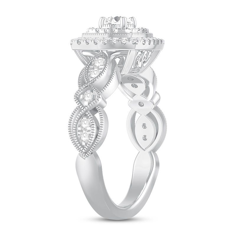 Multi-Diamond Engagement Ring 5/8 ct tw Round-cut White Gold Plated