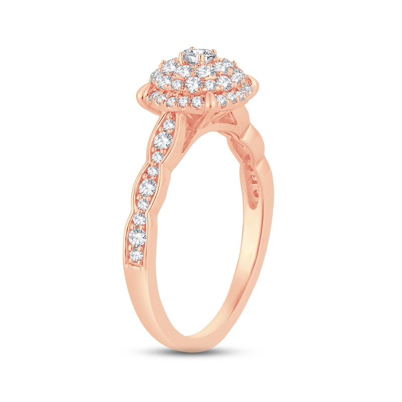 Diamond Engagement Ring 5/8 ct tw Round-cut Rose Gold Plated