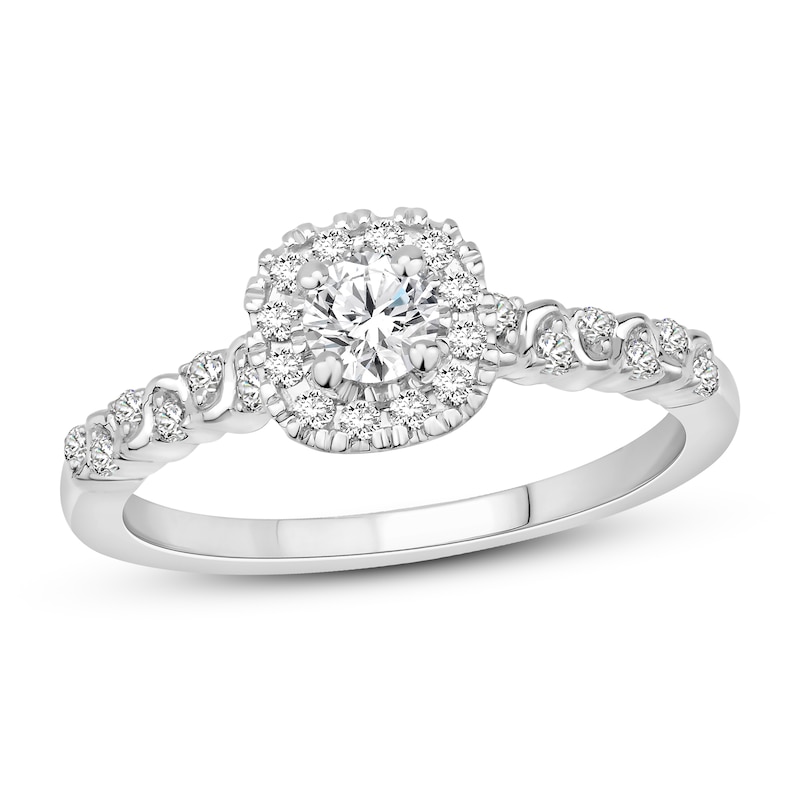 Diamond Engagement Ring 1/2 ct tw Round-cut White Gold Plated