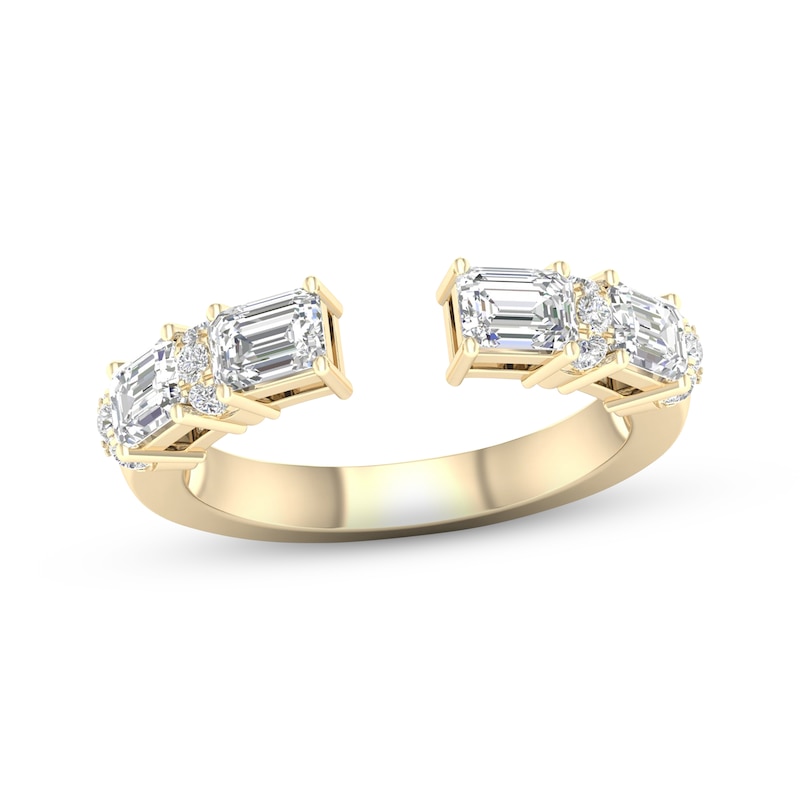 Diamond Deconstructed Ring 1 ct tw Emerald & Round-cut Yellow Gold Plated