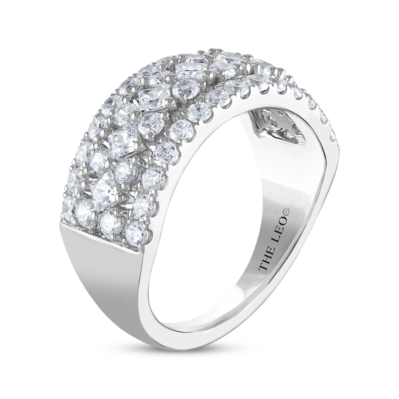 THE LEO Diamond Anniversary Ring 1-3/4 ct tw Princess & Round-cut White Gold Plated