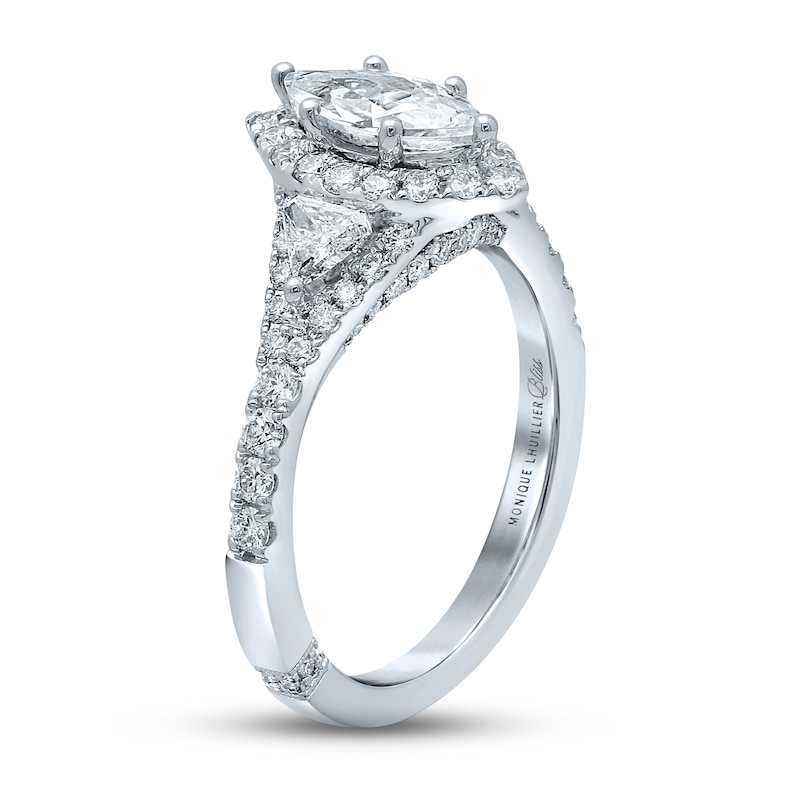 Monique Lhuillier Bliss Diamond Engagement Ring 1-1/2 ct tw Marquise, Pie & Round-Cut White Gold Plated