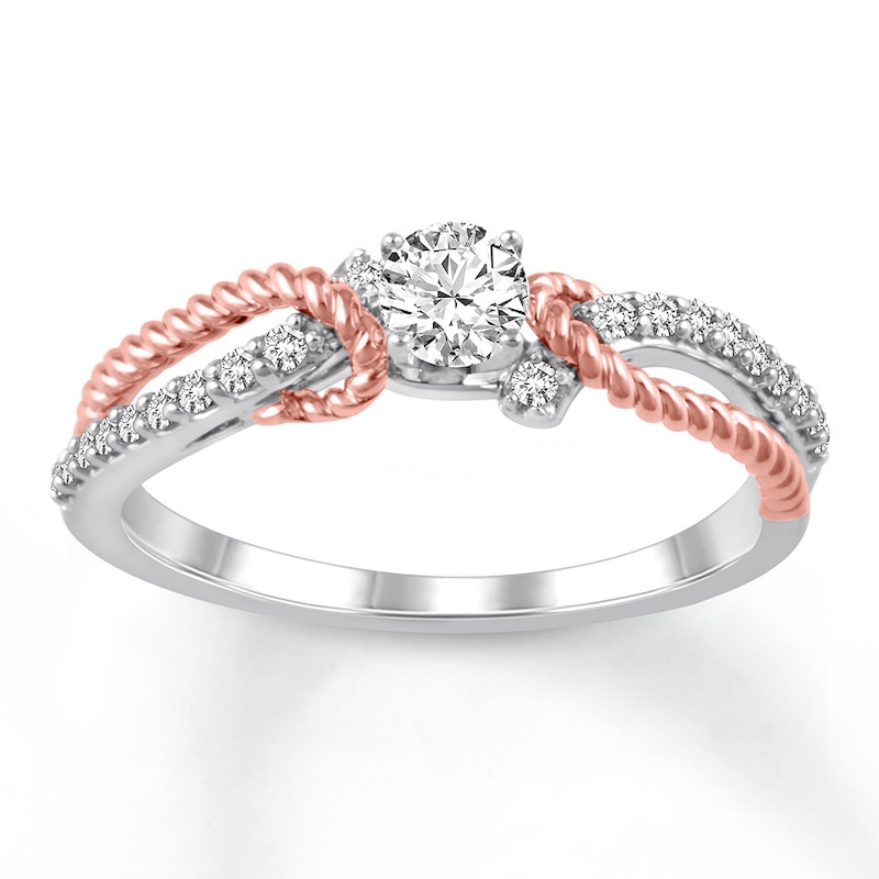 Diamond Engagement Ring 3/8 ct tw Round-cut Two-Tone Gold Plated