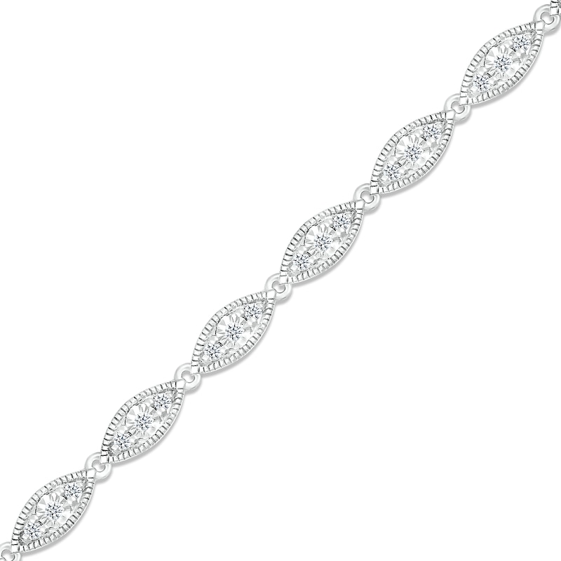 Diamond Milgrain Bracelet 3/8 ct tw Round-cut White Gold Plated 7"