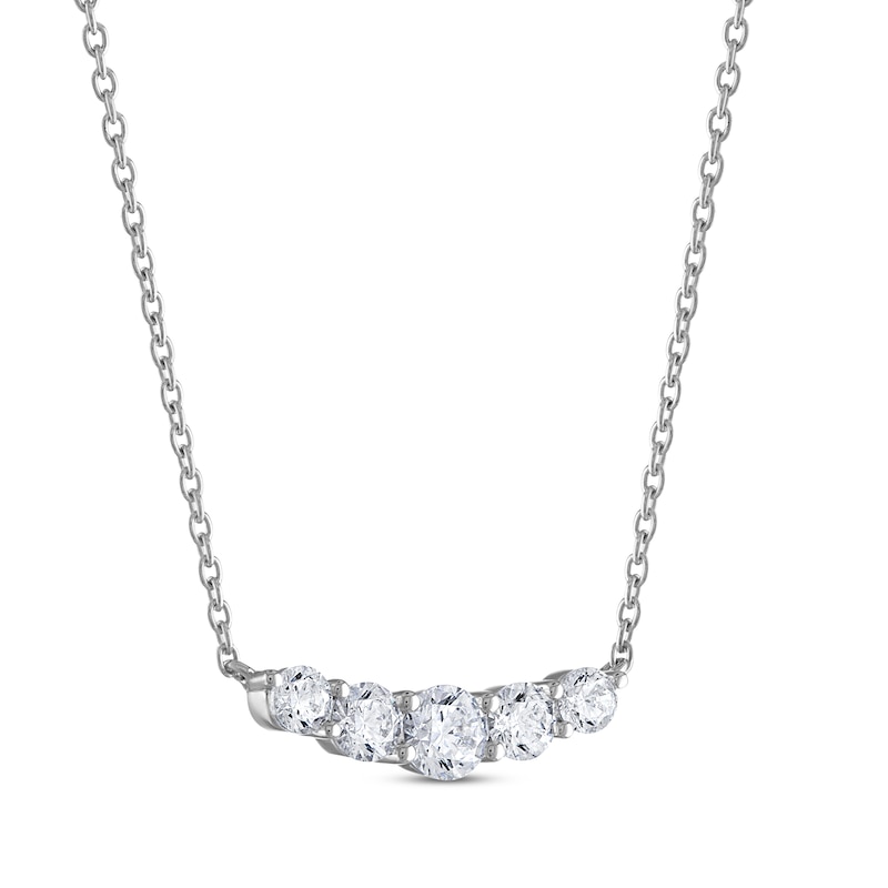 THE LEO Diamond Smile Necklace 3/4 ct tw White Gold Plated 19"