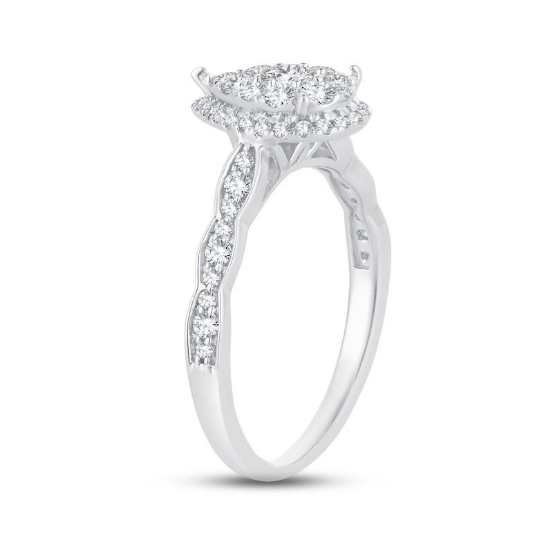 Diamond Engagement Ring 5/8 ct tw Round-cut White Gold Plated
