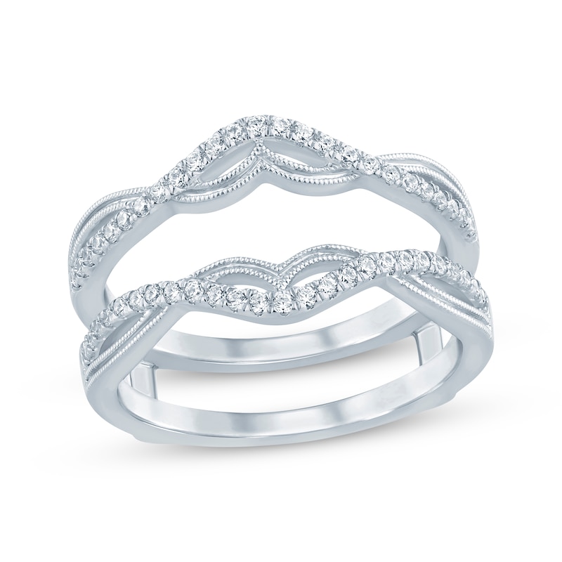 Diamond Milgrain Enhancer Ring 1/4 ct tw White Gold Plated