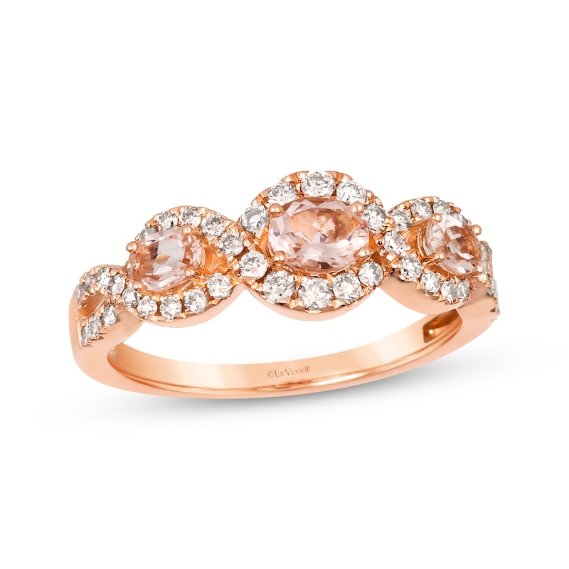 Le Vian Morganite Ring 3/8 ct tw Diamonds Strawberry Gold Plated