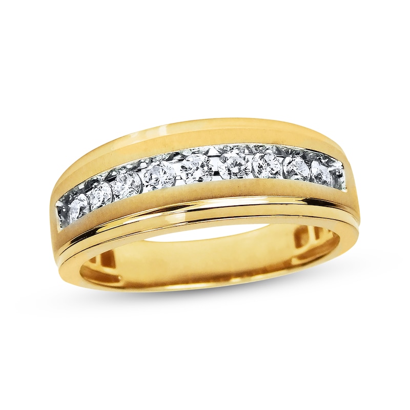 Men's Diamond Wedding Band 1/2 ct tw Yellow Gold Plated