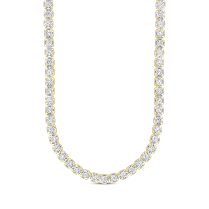 Men's Multi-Diamond Cupped Link Necklace 3-1/2 ct tw Yellow Gold Plated 20"