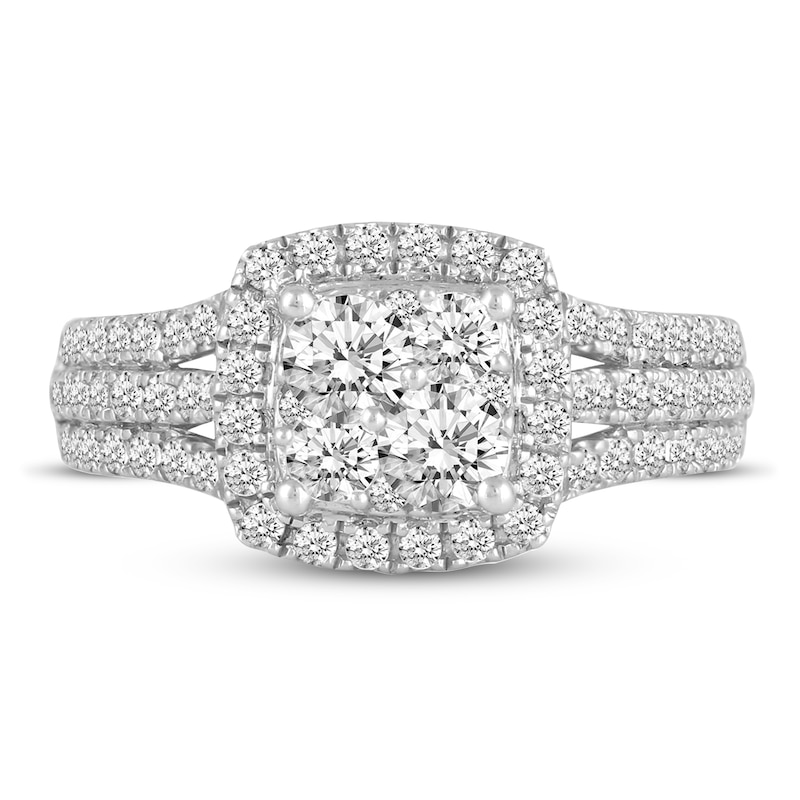 Diamond Engagement Ring 1-1/3 cts tw Round-cut White Gold Plated