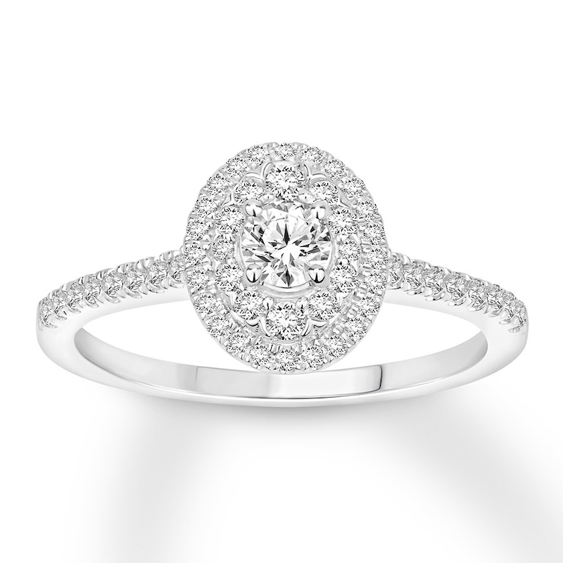 Diamond Engagement Ring 1/2 ct tw Round-cut White Gold Plated