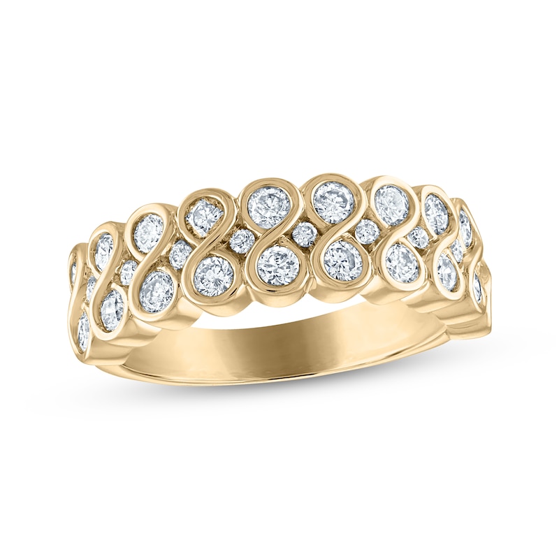 Every Moment Diamond Stacked Infinity Band 1 ct tw Yellow Gold Plated