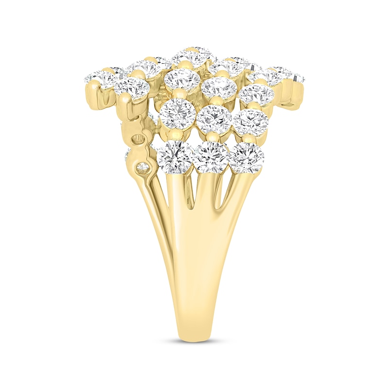 Lab-Created Diamonds by Multi-Row Bypass Ring 2-1/2 ct tw Yellow Gold Plated