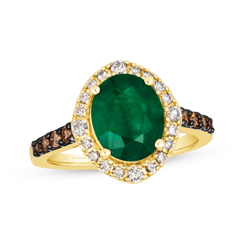 Le Vian Emerald Ring 3/8 ct tw Diamonds Honey Gold Plated