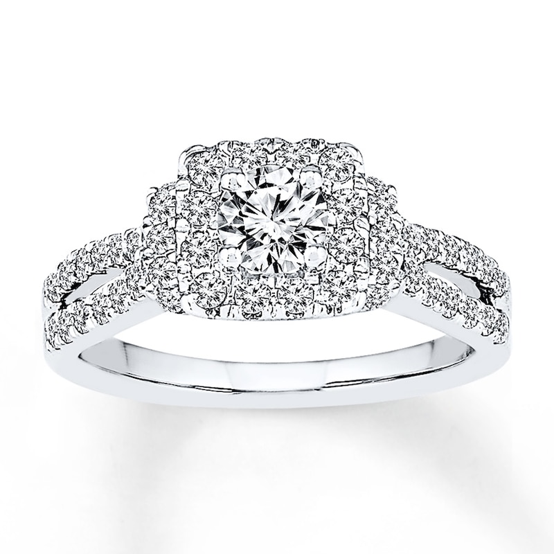 Diamond Engagement Ring 1 ct tw Round-cut White Gold Plated