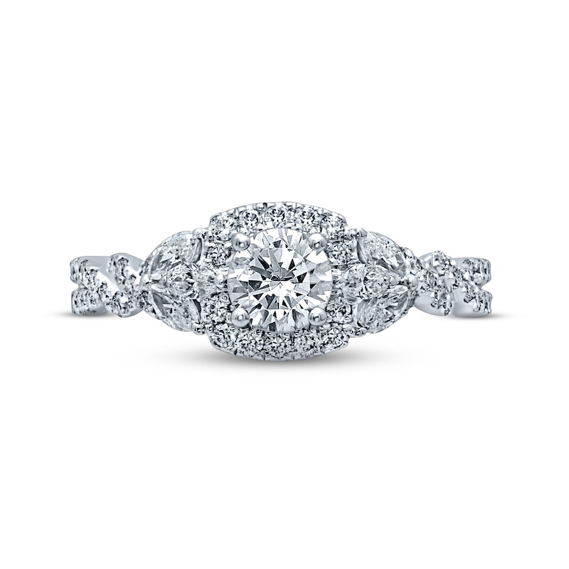 Monique Lhuillier Bliss Diamond Engagement Ring 1-1/8 ct tw Round & Marquise-cut White Gold Plated