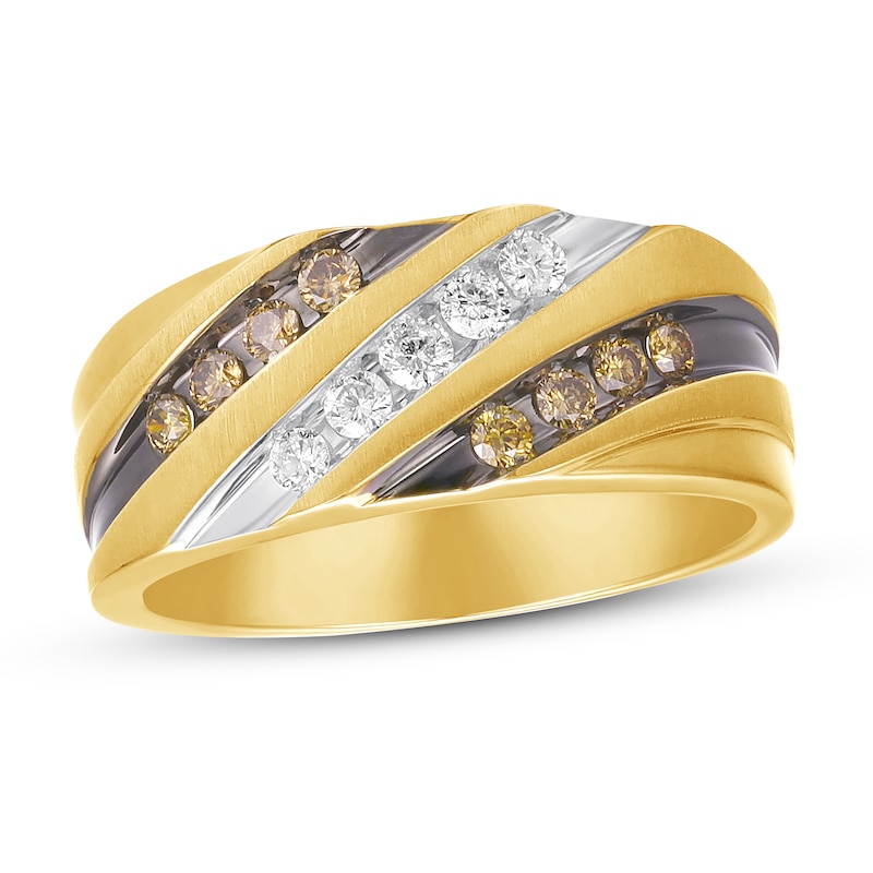 Men's Brown Diamond Wedding Band 1/2 ct tw Yellow Gold Plated