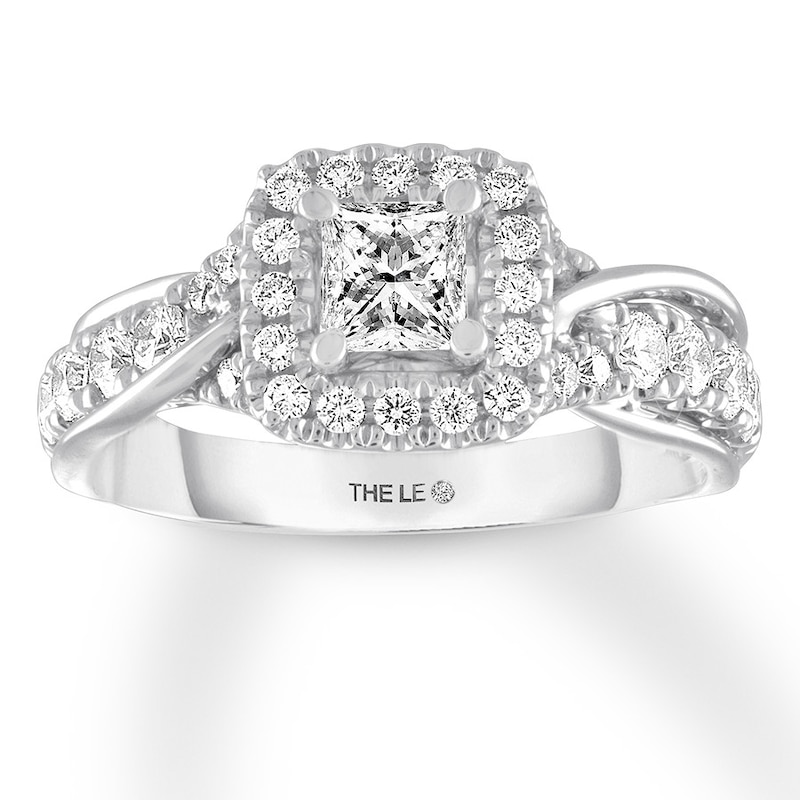 THE LEO Diamond Engagement Ring 1 ct tw Princess & Round-cut White Gold Plated