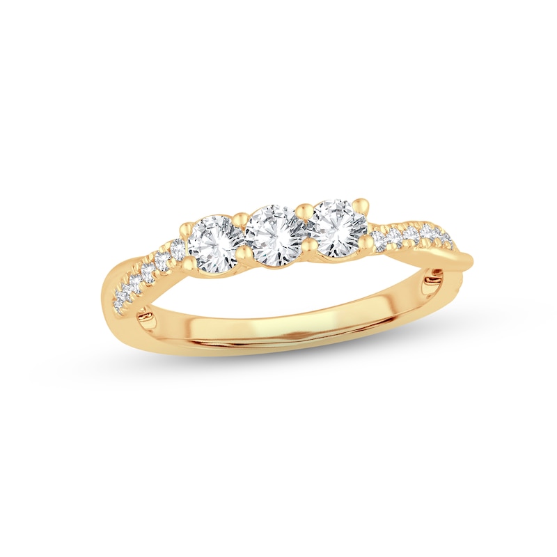 Diamond Three-Stone Anniversary Ring 1/2 ct tw Round-cut Yellow Gold Plated