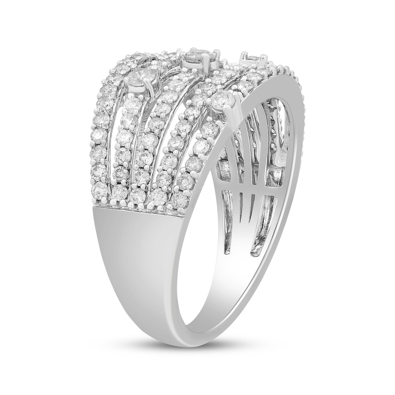 Diamond Five-Row Ring 1 ct tw White Gold Plated