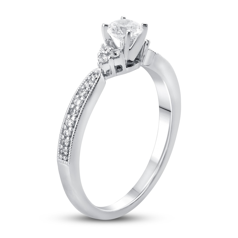 Diamond Engagement Ring 1/2 ct tw Round-cut White Gold Plated