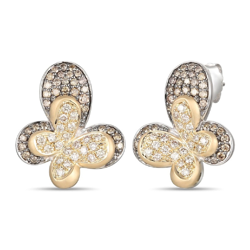 Le Vian Butterfly Earrings 1 ct tw Diamonds Two-Tone Gold Plated