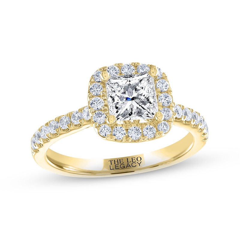THE LEO Legacy Lab-Created Diamond Princess-Cut Engagement Ring 1-3/8 ct tw Yellow Gold Plated