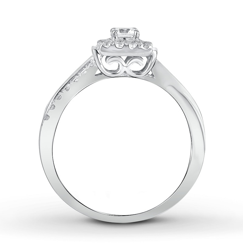 Diamond Engagement Ring 1/2 ct tw Round-cut White Gold Plated