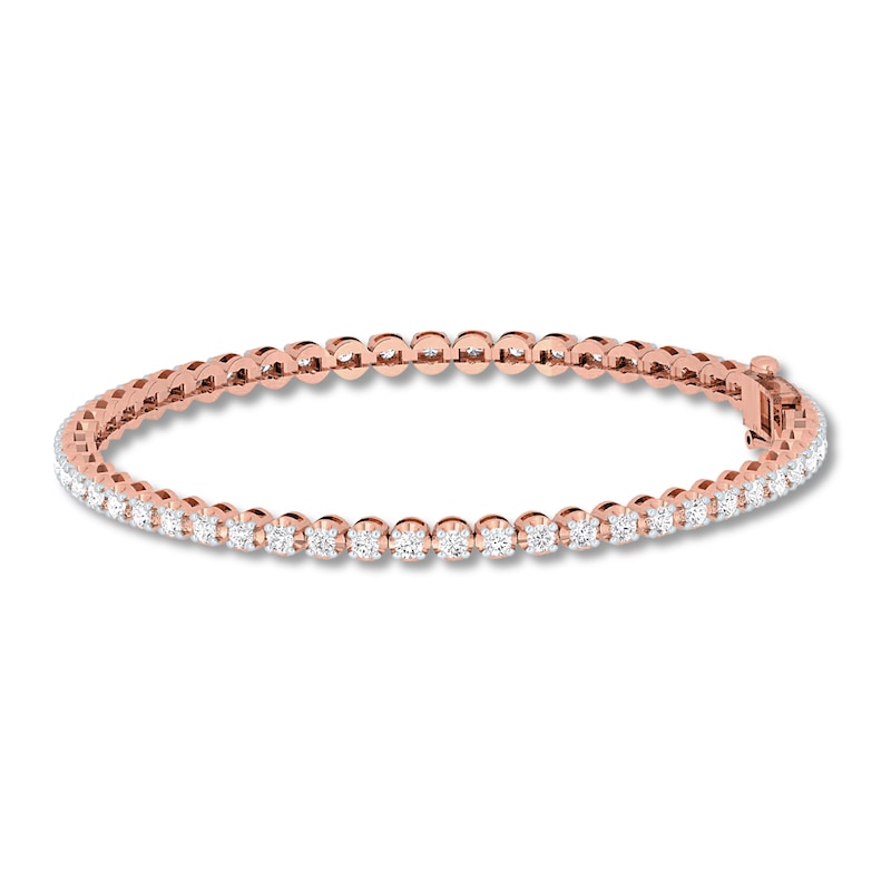 Diamond Tennis Bracelet 2 ct tw Round-cut Rose Gold Plated 7"
