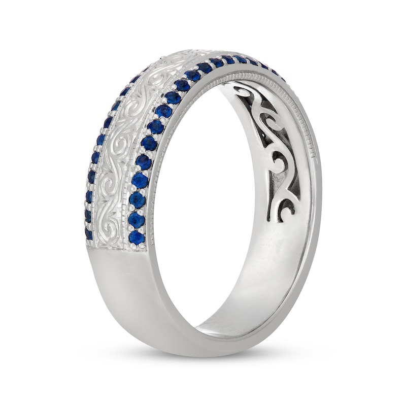 Neil Lane Men's Blue Sapphire Wedding Band White Gold Plated