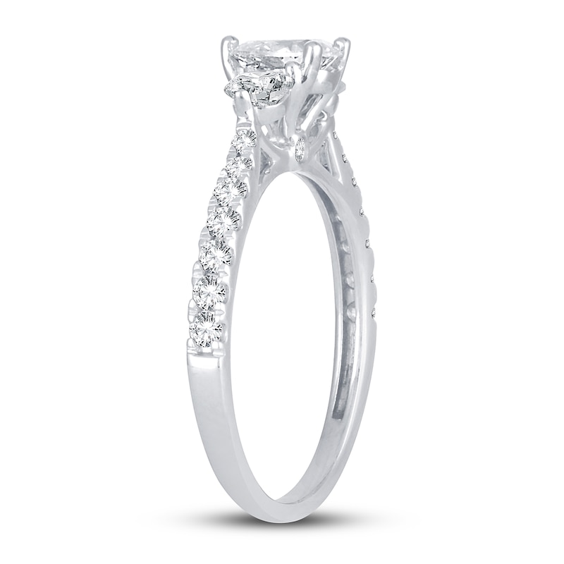3-Stone Diamond Engagement Ring 1 ct tw Pear & Round White Gold Plated