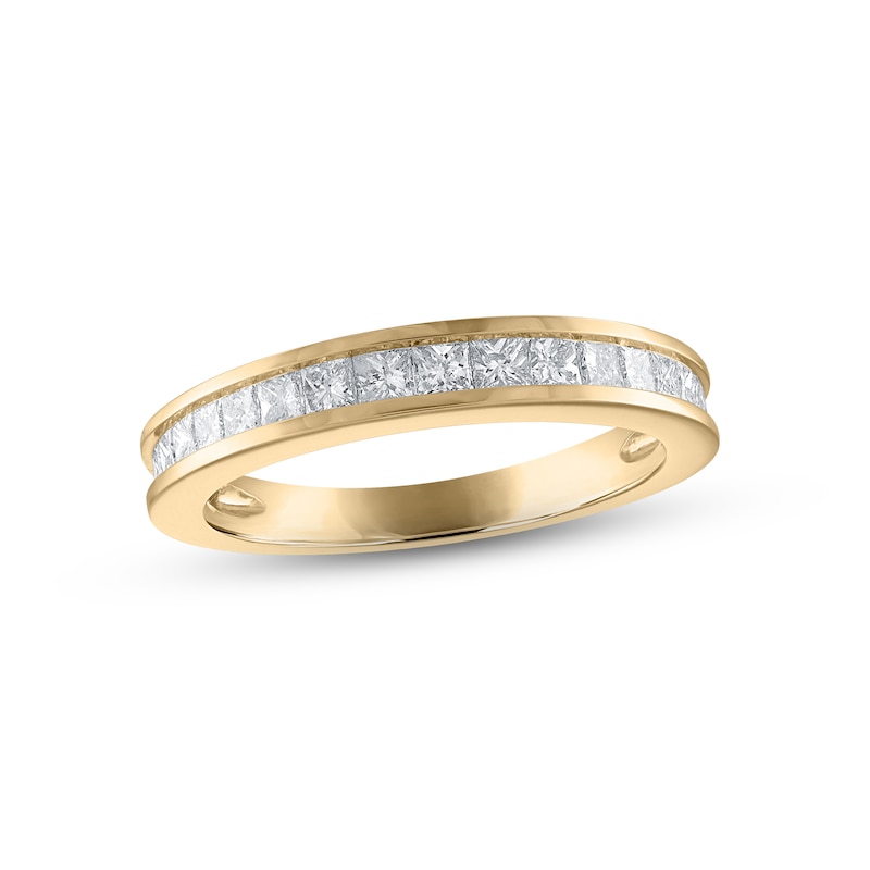 Diamond Wedding Band 3/4 ct tw Princess-cut Yellow Gold Plated