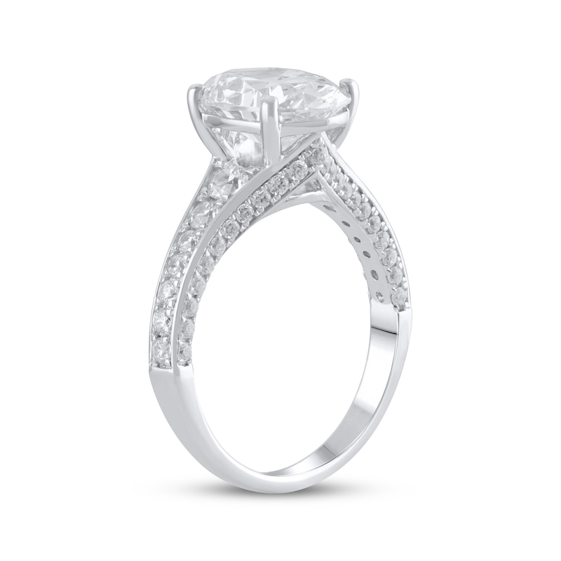Lab-Created Diamonds by Oval-Cut Engagement Ring 3-3/4 ct tw White Gold Plated