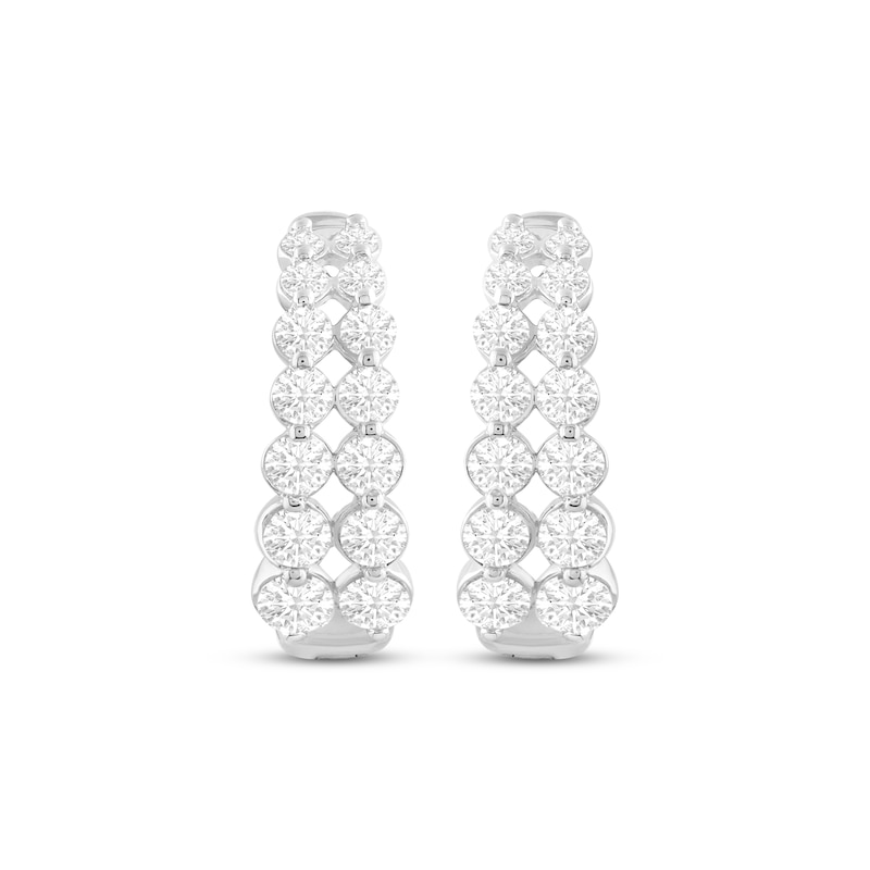 Lab-Created Diamonds by Double Row Hoop Earrings 1 ct tw White Gold Plated