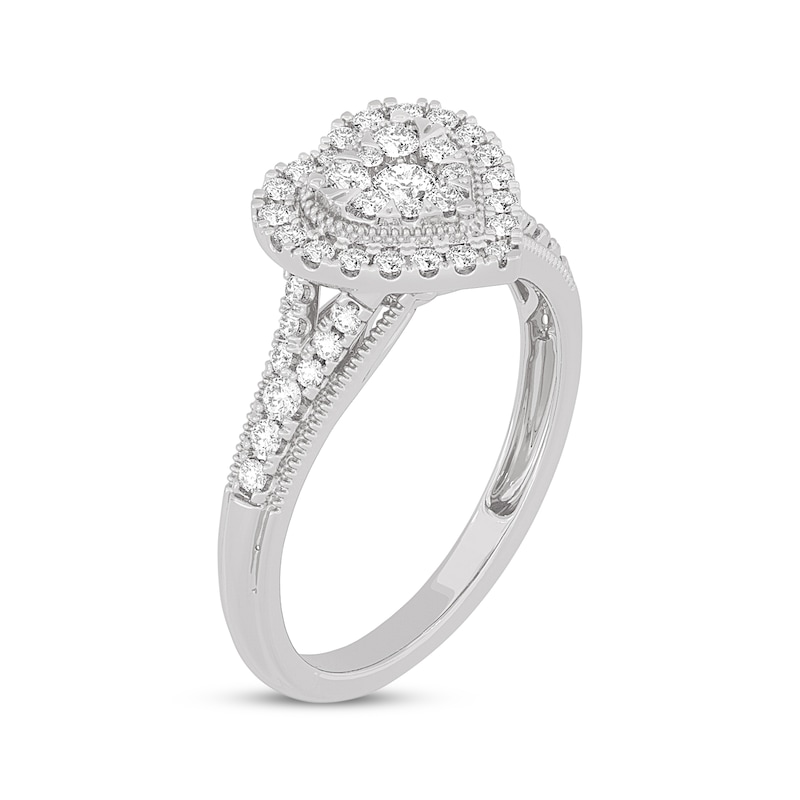 Round-Cut Diamond Heart-Shaped Engagement Ring 1/2 ct tw White Gold Plated