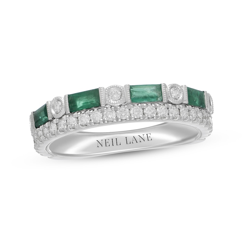Neil Lane Emerald Anniversary Ring 3/8 ct tw Diamonds White Gold Plated