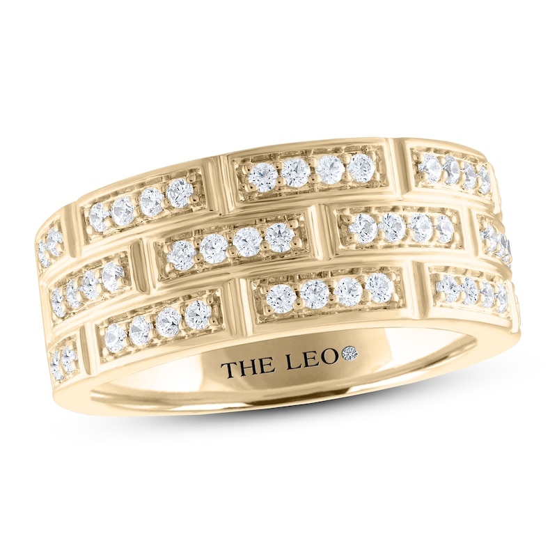 Men's THE LEO Diamond Wedding Band 3/4 ct tw Round-cut Yellow Gold Plated