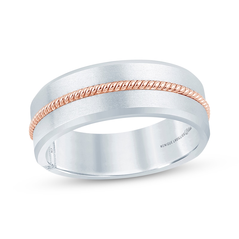 Monique Lhuillier Bliss Men's Diamond Accent Wedding Ring Two-Tone Gold Plated