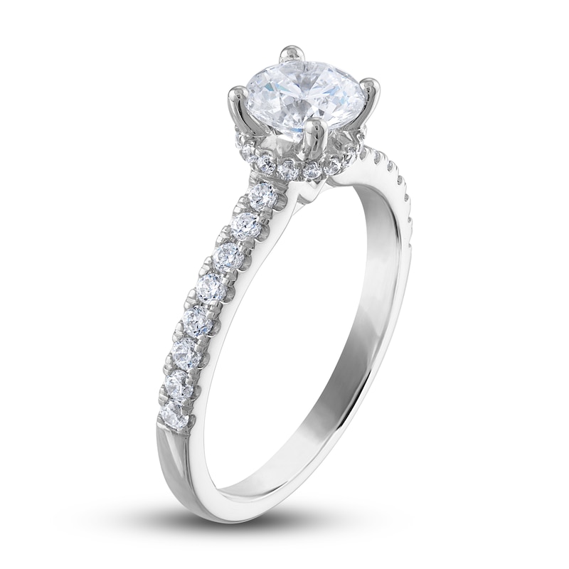 Diamond Engagement Ring 1-1/3 ct tw Round-cut White Gold Plated