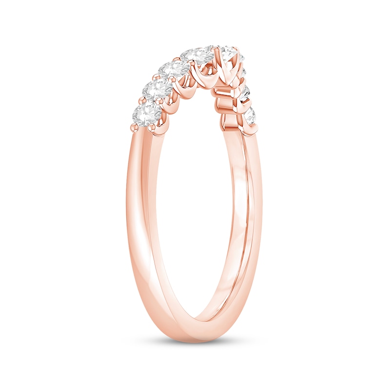 Diamond Contour Anniversary Ring 1/2 ct tw Round-cut Rose Gold Plated