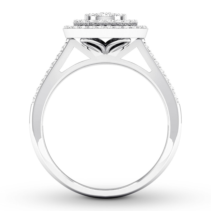 Diamond Engagement Ring 1/2 ct tw Round-cut White Gold Plated