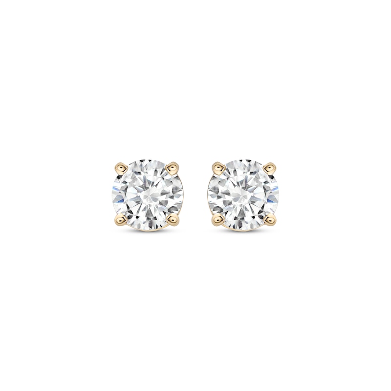 Diamond Solitaire Stud Earrings 1-1/5 ct tw Round-cut Yellow Gold Plated