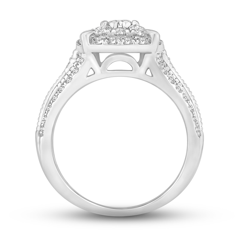 Diamond Engagement Ring 1-1/2 ct tw Round-cut White Gold Plated