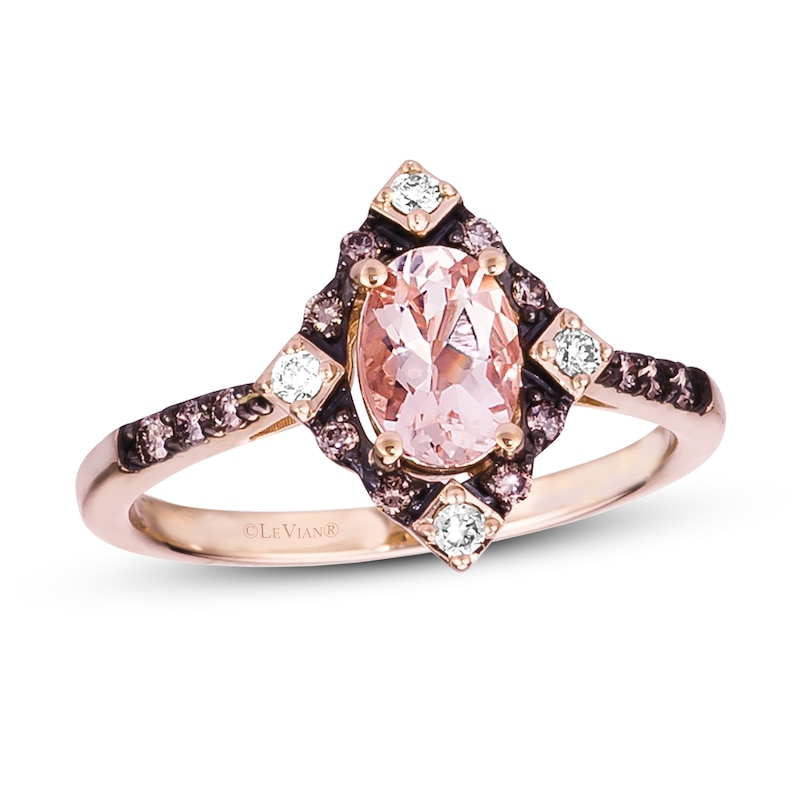 Le Vian Morganite Ring 1/5 ct tw Diamonds Strawberry Gold Plated