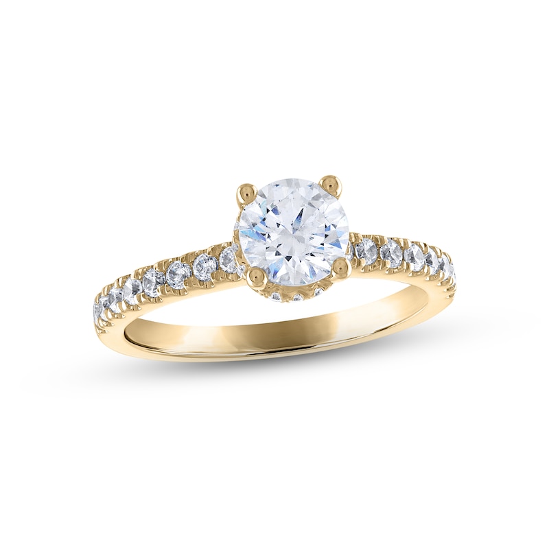 Diamond Engagement Ring 1-1/3 ct tw Round-cut Yellow Gold Plated