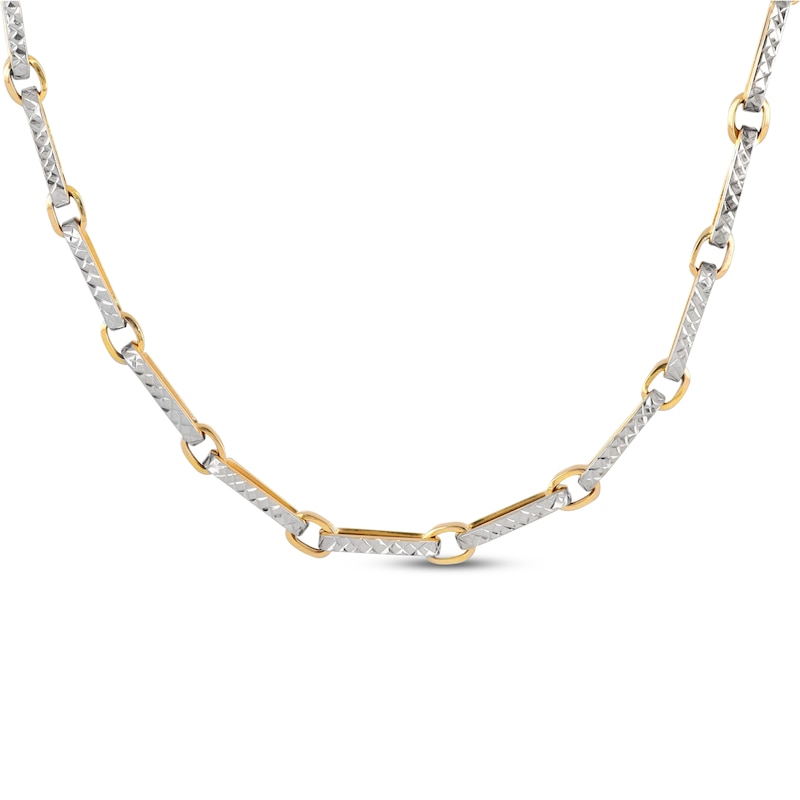 Diamond-Cut Paperclip Link Necklace Yellow Gold Plated 18”