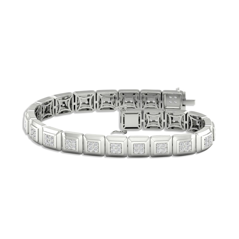 Men's Lab-Created Diamonds by Square Link Bracelet 3 ct tw White Gold Plated 8.5"