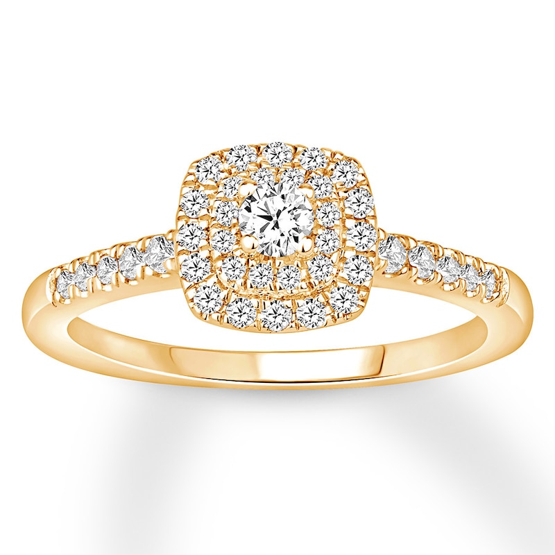 Diamond Engagement Ring 3/8 carat tw Round-cut Yellow Gold Plated