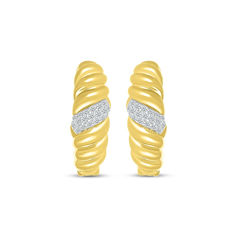 Round-Cut Diamond Twist Hoop Earrings 1/4 ct tw Yellow Gold Plated